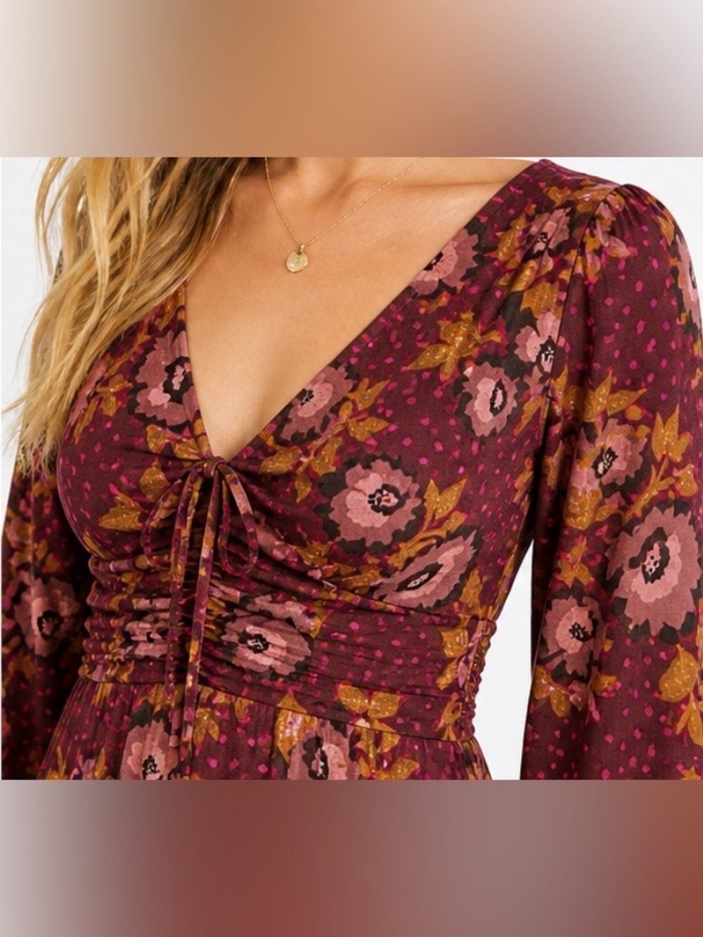 Free People Morning Light Floral Mini Dress Purple Size 4 NWT - Picture 3 of 12